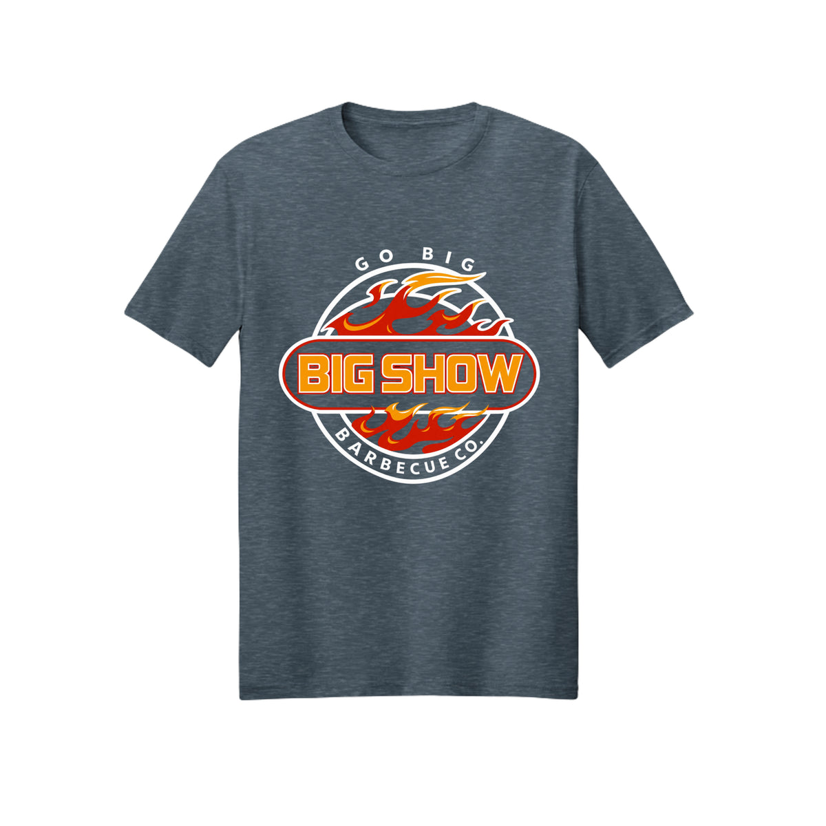 BigShow BBQ Gildan 3000 logo tee front print – Dark Heather