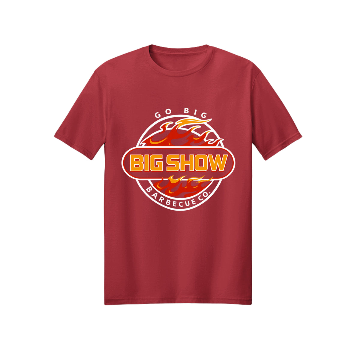 BigShow BBQ Gildan 3000 logo tee front print – Cherry Red