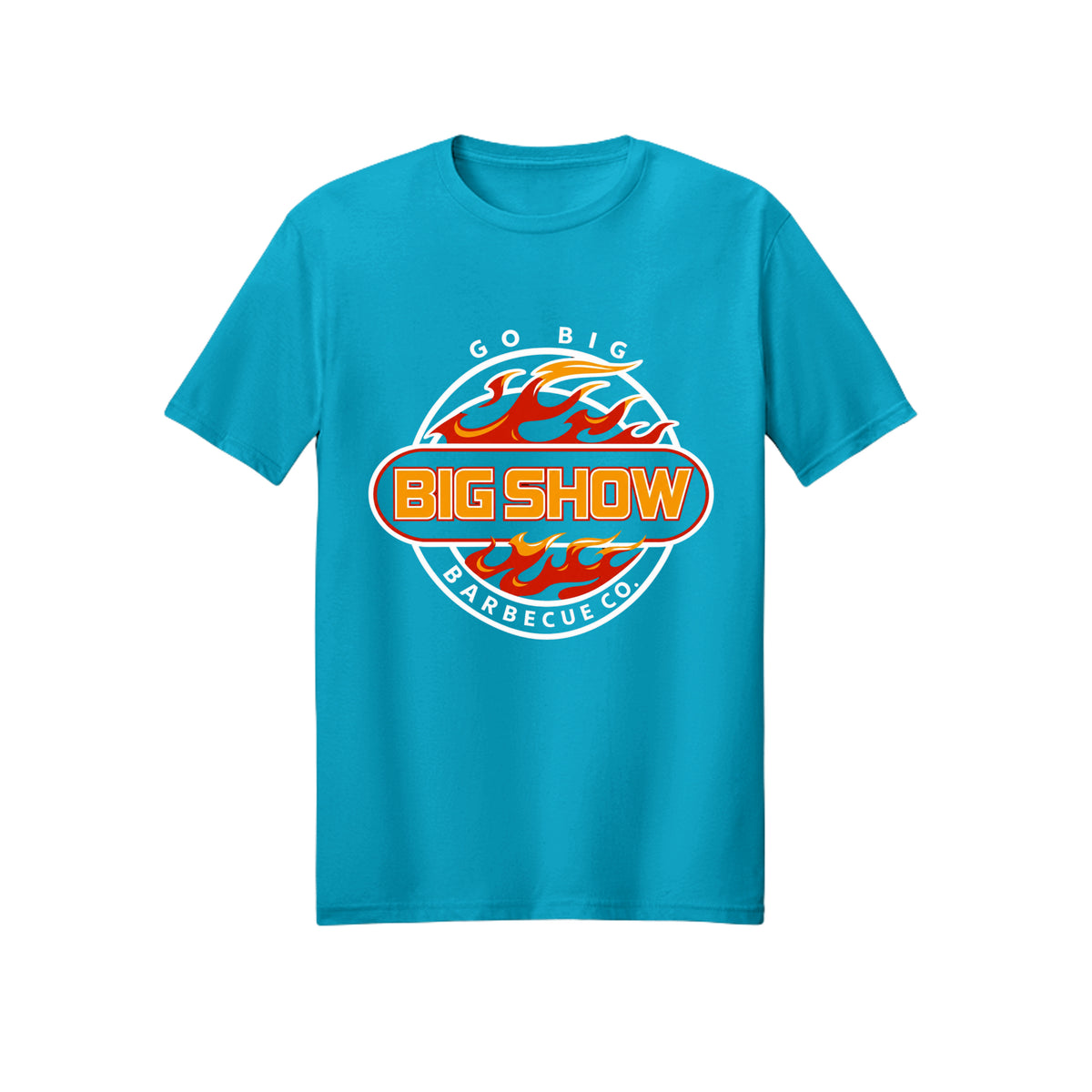 BigShow BBQ Gildan 3000 logo tee front print – Carolina Blue