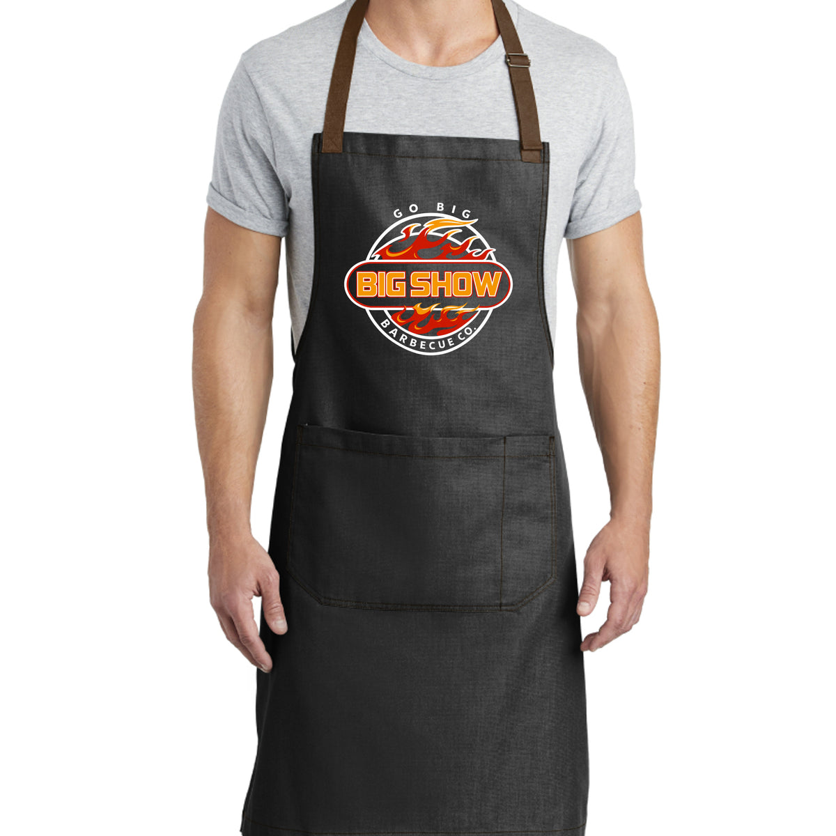 BigShow BBQ full-length bib apron with logo – Dark Midnight