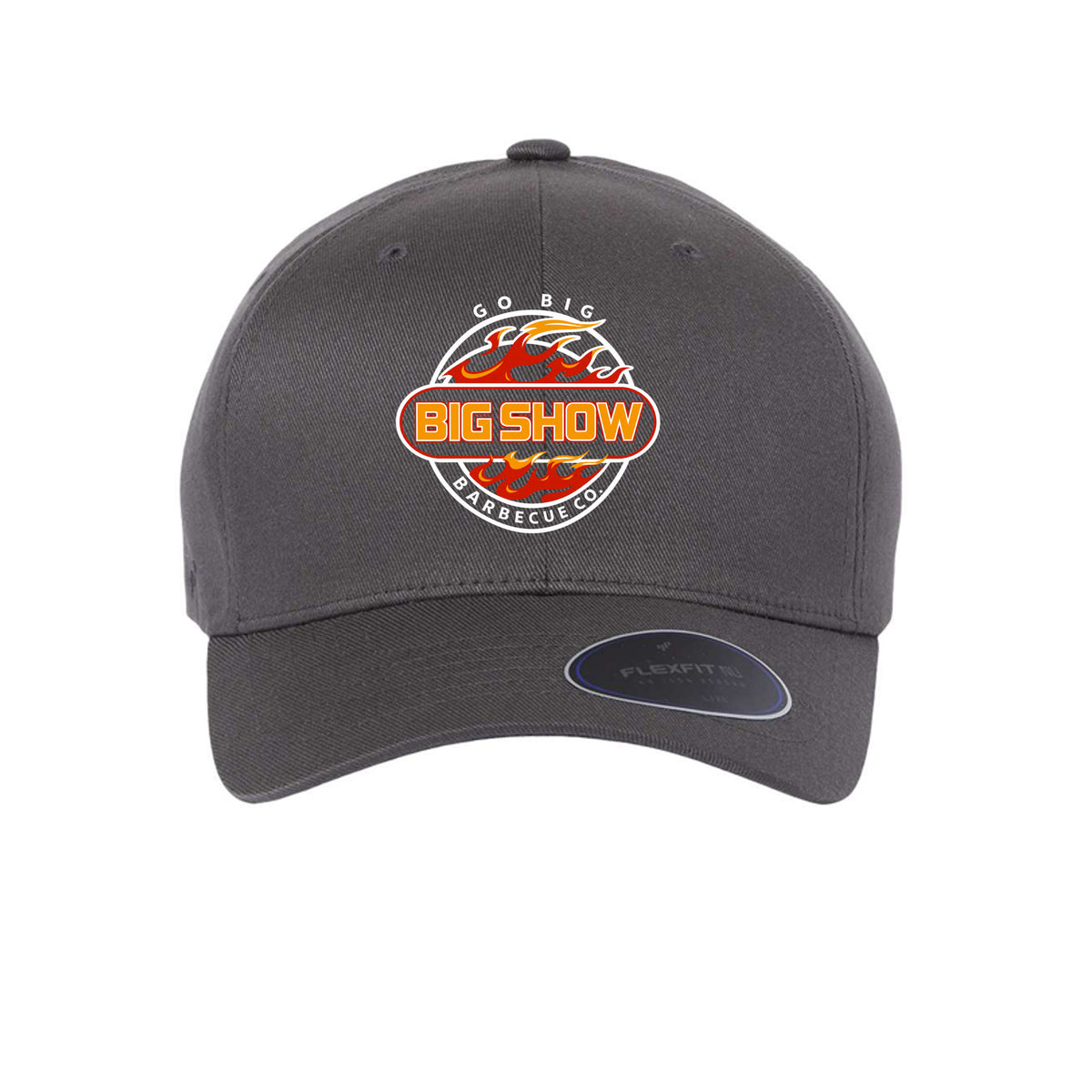 BigShow BBQ Flexfit printed baseball cap with logo – Dark Grey