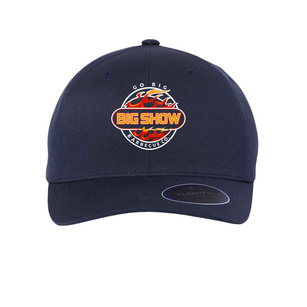 BigShow BBQ Flexfit printed baseball cap with logo – Dark Navy