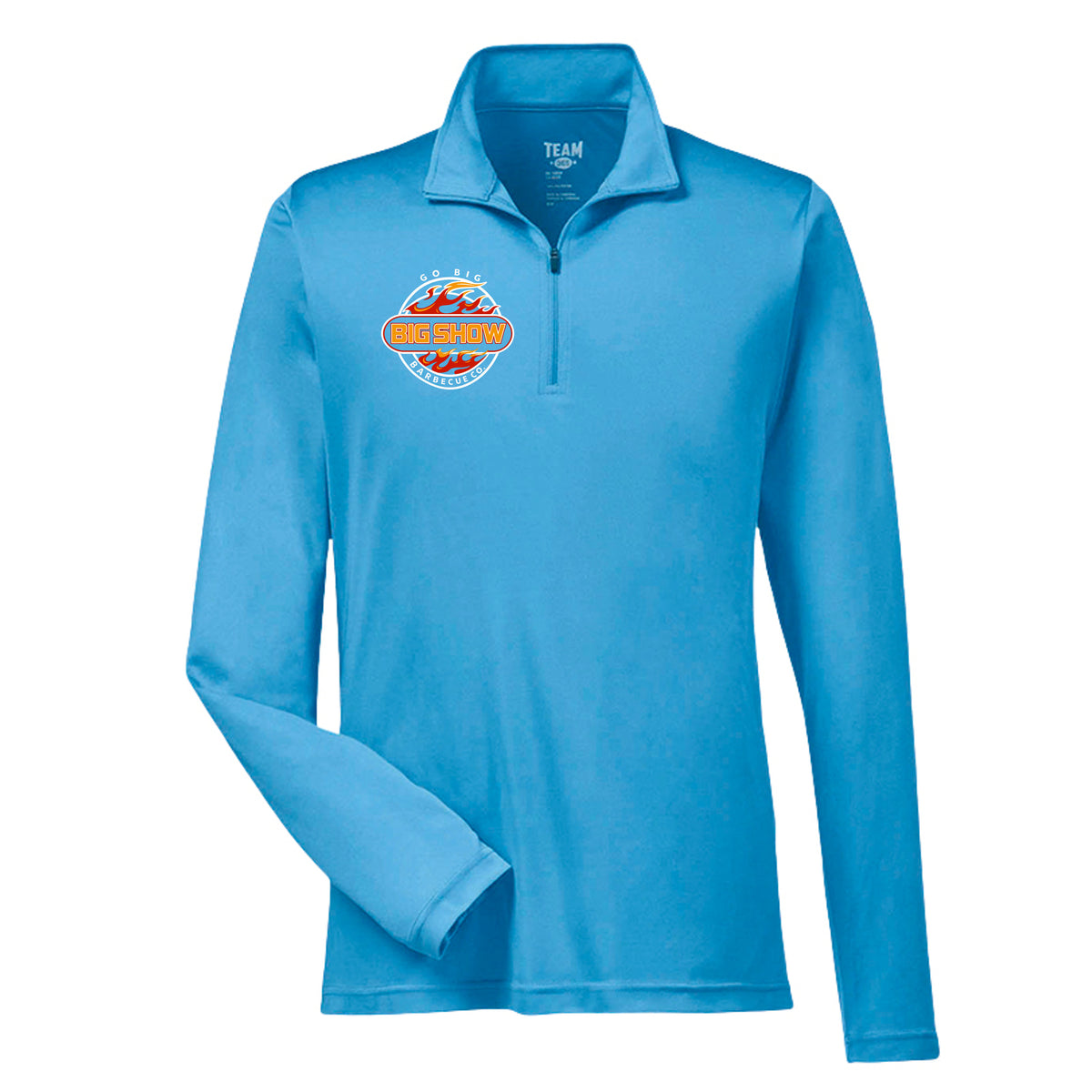 BigShow BBQ mens performance quarter-zip pullover – Sport Light Blue