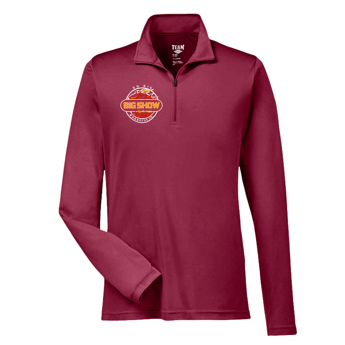 BigShow BBQ mens performance quarter-zip pullover – Sport Maroon