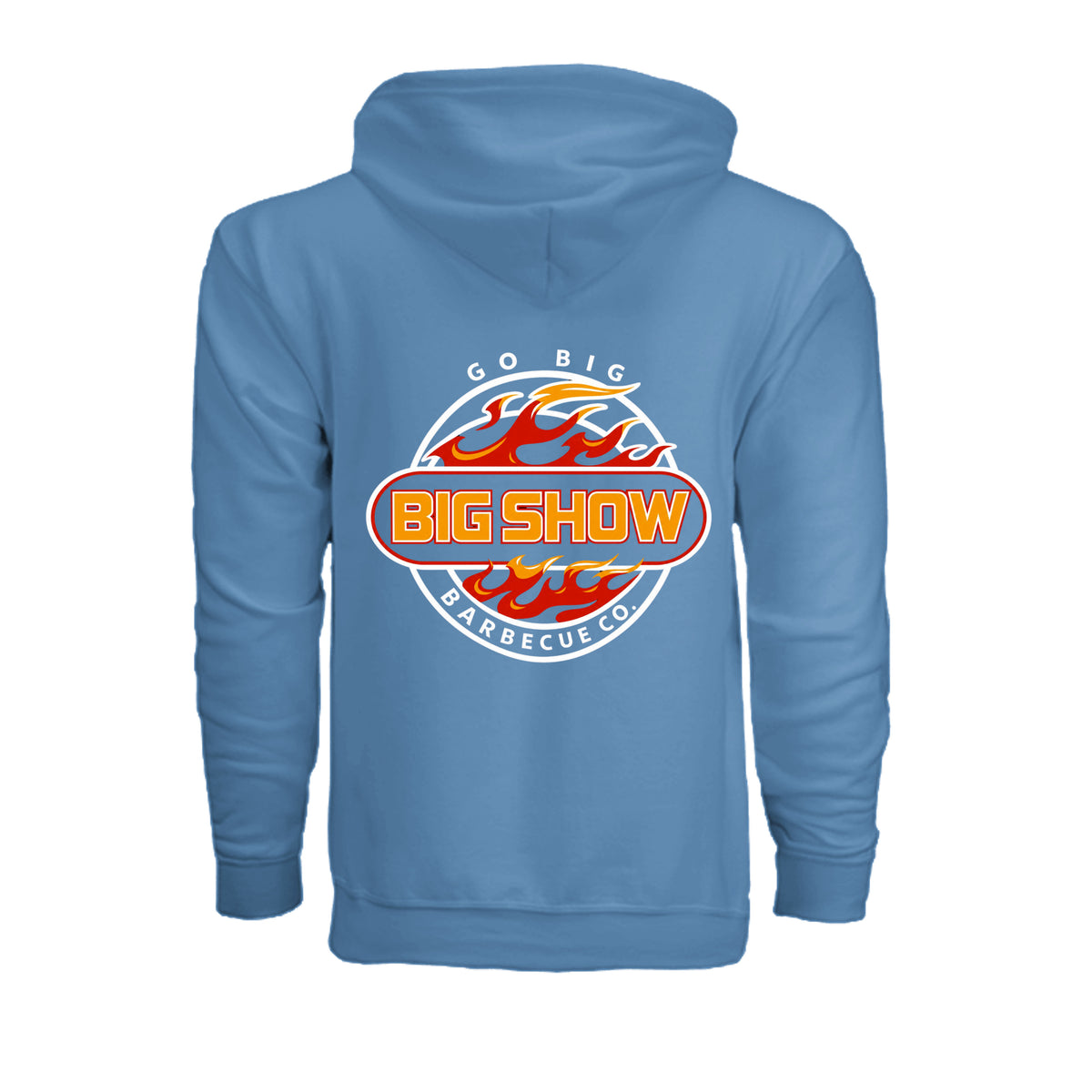 BigShow BBQ Gildan G186 full-zip hoodie with logo – Carolina Blue