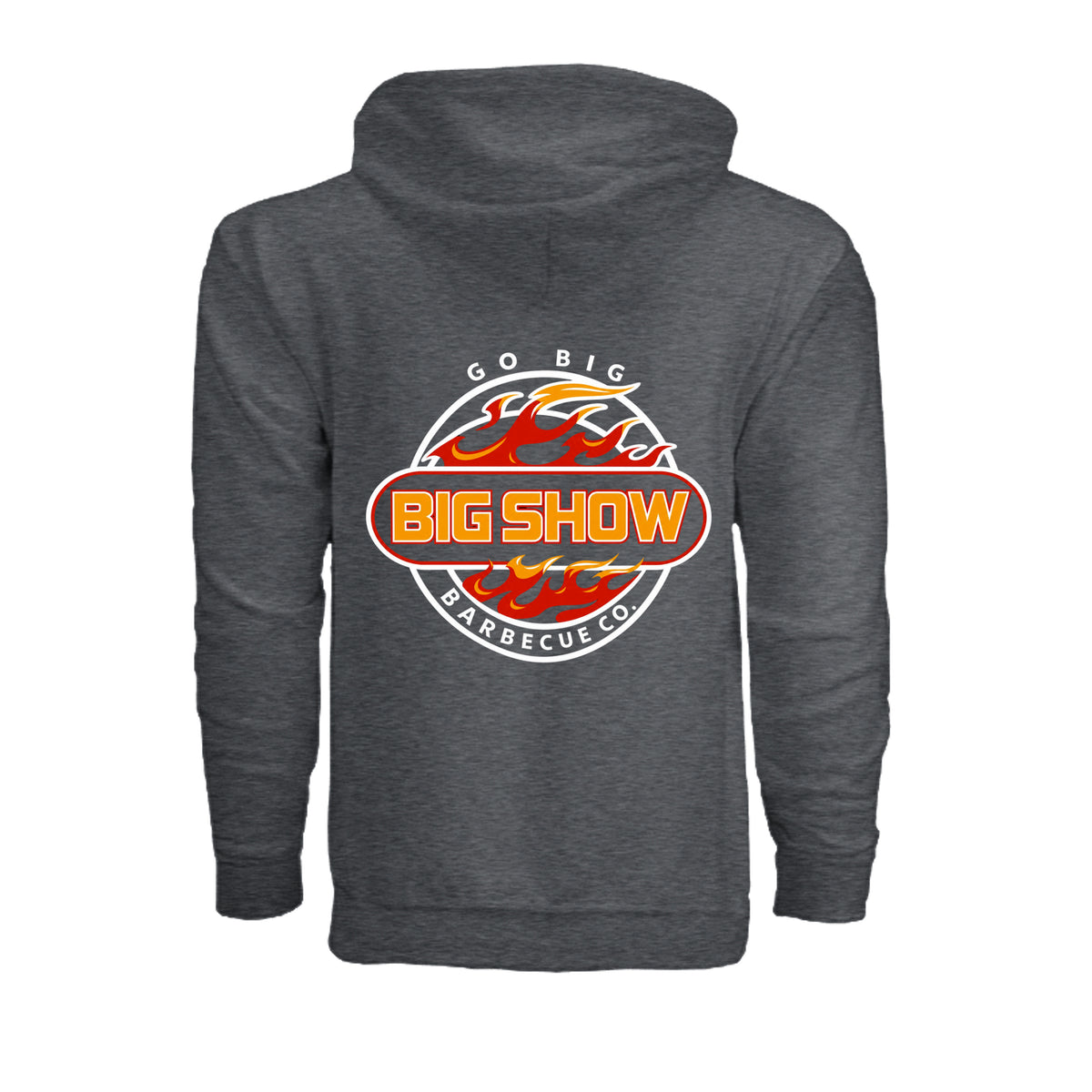 BigShow BBQ Gildan G186 full-zip hoodie with logo – Dark Heather