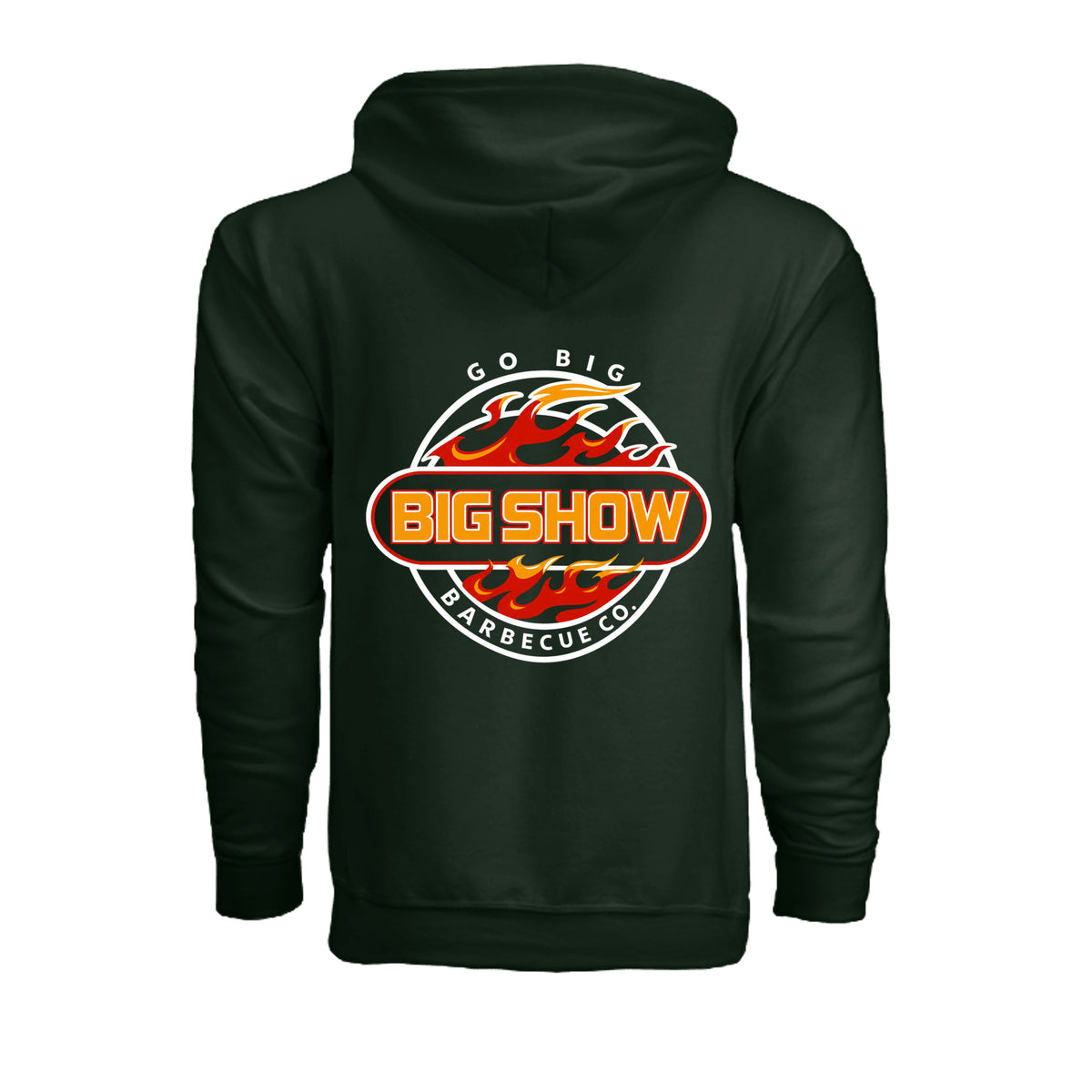 BigShow BBQ Gildan G186 full-zip hoodie with logo – Forest Green
