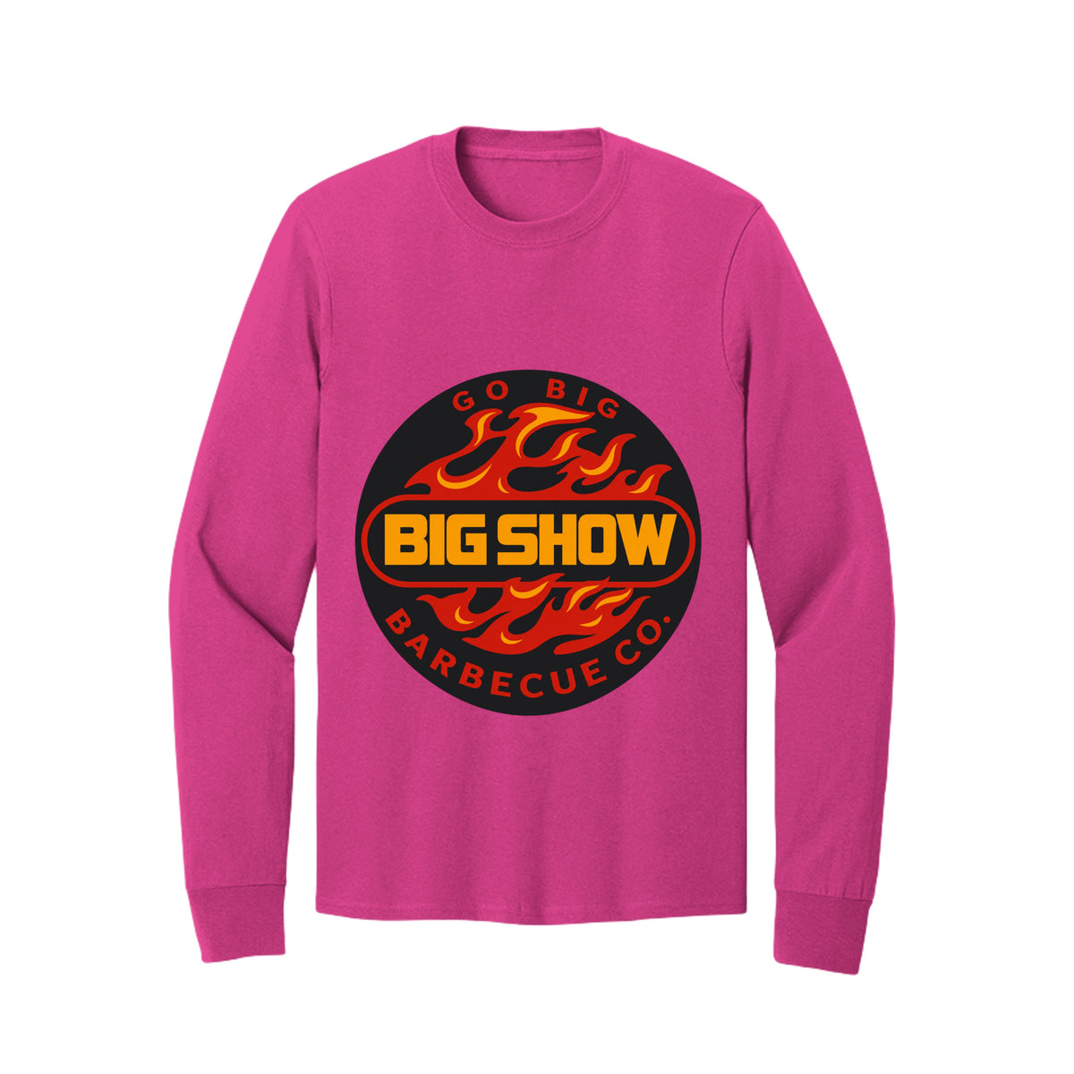 BigShow BBQ long sleeve cotton tee with logo – Sangria