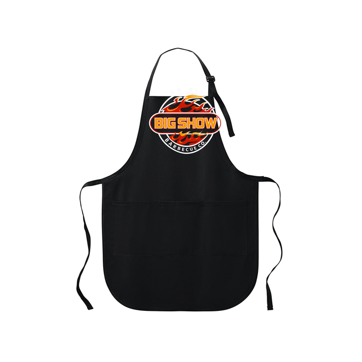BigShow BBQ full-length bib apron with logo – Black