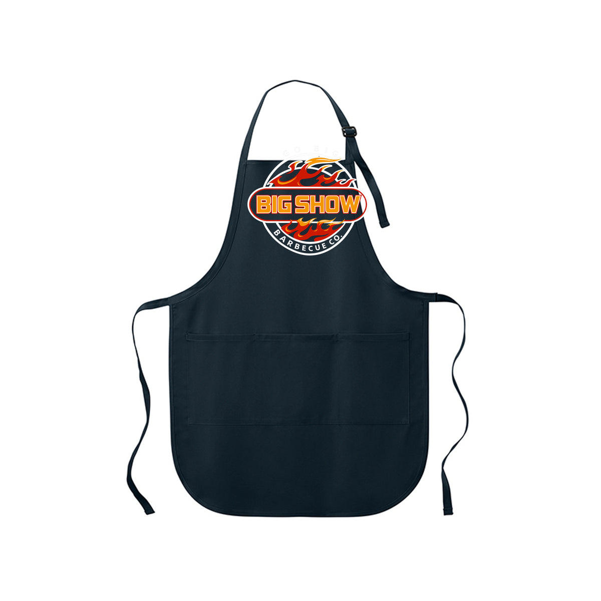 BigShow BBQ full-length bib apron with logo – Navy