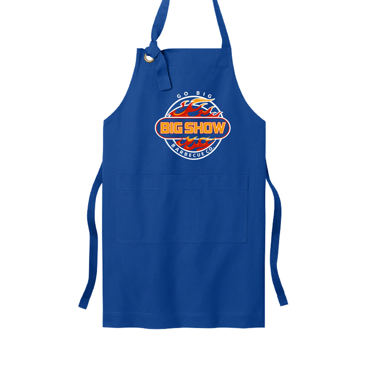 BigShow BBQ full-length bib apron with logo – TrueRoyal