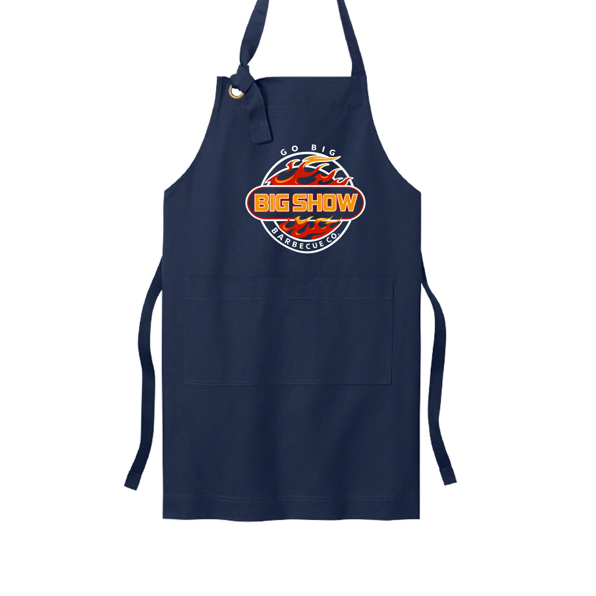 BigShow BBQ full-length bib apron with logo – TrueNavy