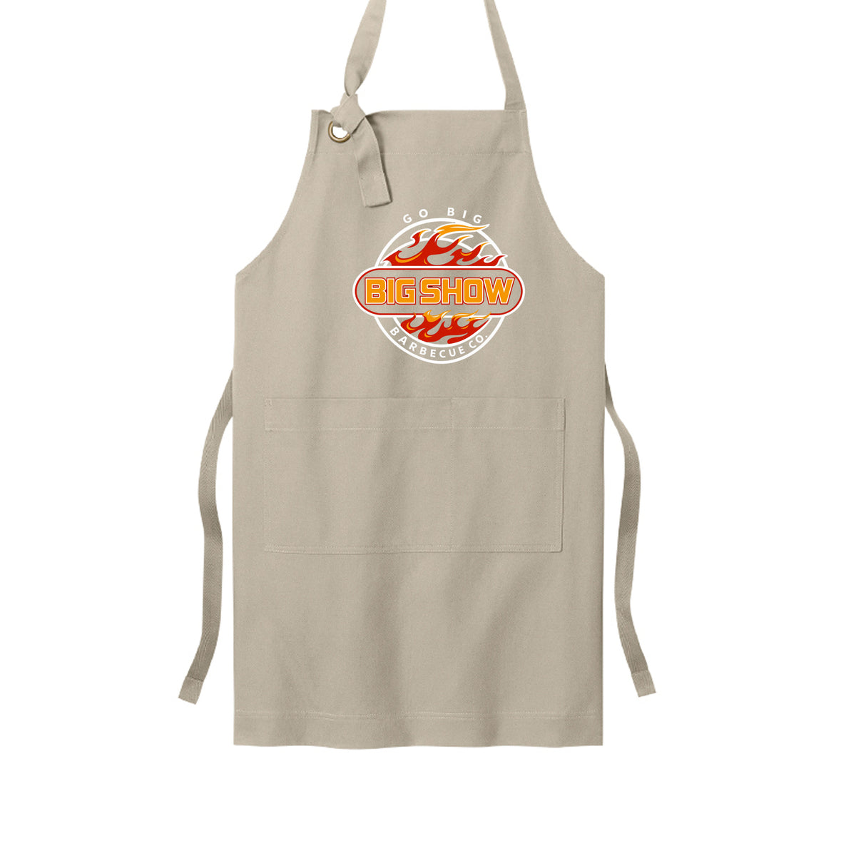 BigShow BBQ full-length bib apron with logo – Sahara
